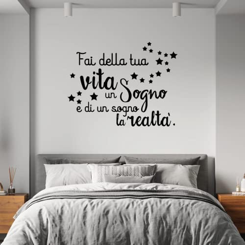 Gesar Adesivo da parete per Casa - Fai della tua vita un sogno e di un Sogno la realtà - Adesivi murali - Adesivo Home - Interior Design - Decorazione parete - Adesivo vinile da muro (100 x 77)