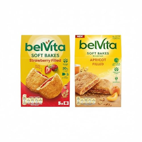 Belvita Soft Bakes Breakfast Biscuits Filled With Apricot, Soft Bars With Apricot Filling, Multipack of 5 x 50 g Biscuits (Pack of 1)