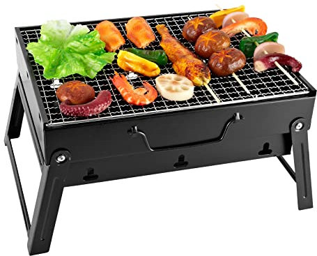 SunJas Barbacoa Portátil Barbacoa de Carbón Asador al Aire Libre Mini BBQ para 3-5 Personas para Jardin,Picnic,Camping - Size M