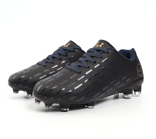 YHLLZY Football Shoes Boys Kids Football Boots Girls FG/AG Soccer Athletics Sport ShoesTeenager Sneakers Black 5UK