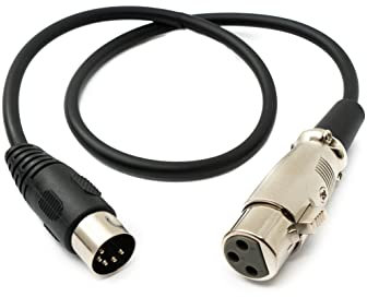 System-S Audio Kabel 50 cm XLR 3 polig Buchse zu DIN 5 polig Stecker Adapter in Schwarz