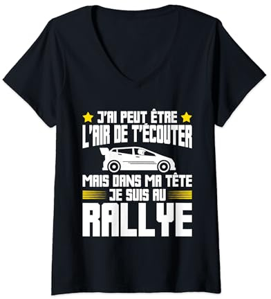 Femme Humour Rallye | Citation Fan de Rallye Course Automobile T-Shirt avec Col en V