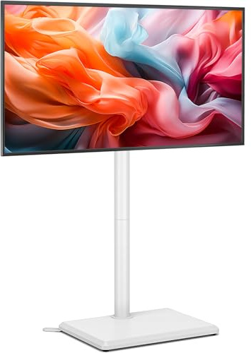 TVON Support TV au Sol pour Téléviseurs de 32 à 60 Pouces, Support TV Haut avec Pieds de Support, Support TVs d'angle Slim, Hauteur Réglable, Pivotant, Max VESA 400x400mm jusqu'à 40kg