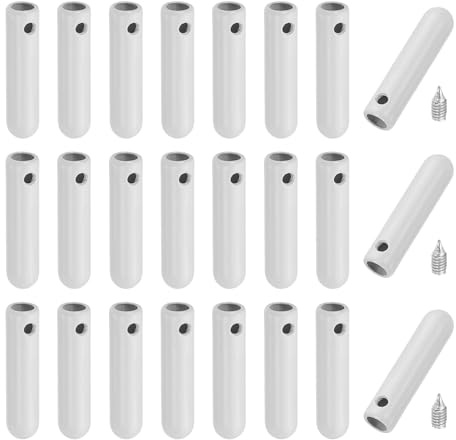 PATIKIL 24 st skosnöre spetsar med skruv, legering 25 mm aglets skor spetsband ändspets lock ersättning för gör-det-själv-kläder strängar, vit, Vitt, 25mm