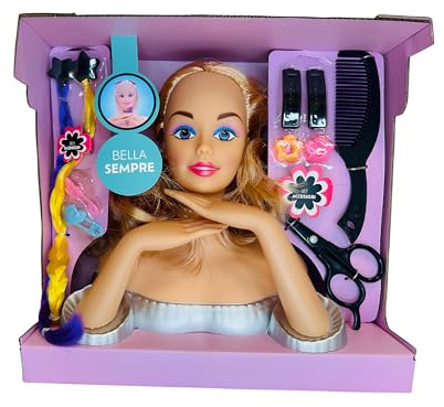 Testa Bambola da Truccare e Pettinare con Accessori Fashion Busto Parrucchiera Estetista Giocattolo Hair Style Capelli Principessa Salone di Bellezza Styling Set Make Up Giocattolo Testa da Acconciare
