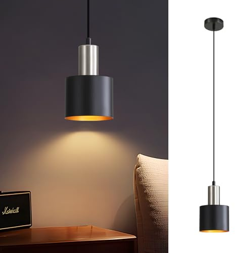Lichtmaler Hängelampe 1 Flammig Pendelleuchte Schwarz - Esstisch Hängeleuchte E27 Retro Schlafzimmerlampe Höhenverstellbar Küchenlampe Hängend Esszimmerlampe Vintage Industrial Ohne Leuchtmittel