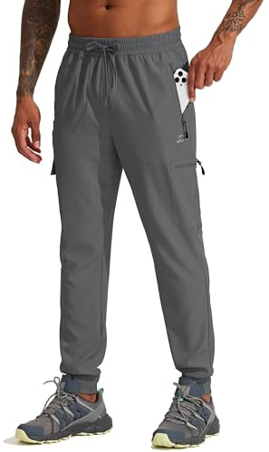 WILLIT Joggingbyxor för män, vandringsbyxor, resor, joggingbyxor, sportbyxor, lätta snabbtorkande utomhus, löparbyxor, vandring med dragkedjefickor