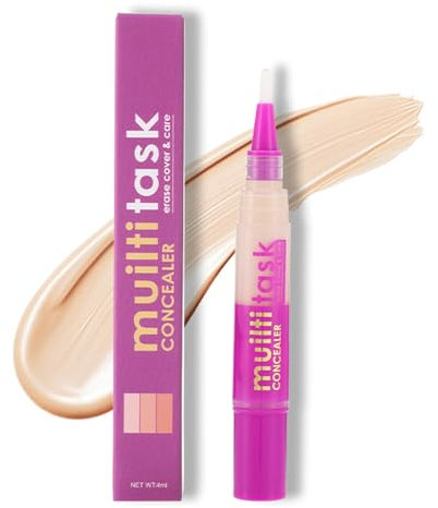 Concealer mit Pinsel, Flüssig Concealer zum Abdecken von Augenringen & Rötungen, Feuchtigkeitsspendend Abdeckstift für Alle Haut, Instant Effekt Concealer mit Natürlich Finish, Wasserfest & Langlebig