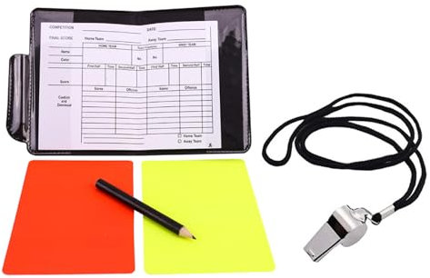 HIOPOIUYT Schiedsrichterkarte, Fußball-Schiedsrichter, Rötungen und gelbe Karte mit Pfeifen, Schlüsselband, Sport-Schiedsrichter-Set, Punktebuch für Fußball