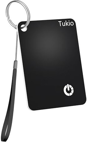 Smart Air Tracker Tag (Black)-1Pack, Wallet Tracker Card Compatible With Apple Find My (iOS only), Bluetooth Finder With Wireless Charging, IP68 Waterproof, Gps Tracker with key ring/nylon lanyard.