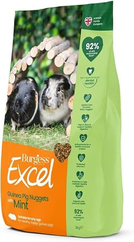 1 kg Burgess Excel Guinea Pig Food – High Fibre Complete Nuggets with Vitamin C – Supports Digestion, Dental Health & Immunity – Prevents Selective Feeding – Sold Loose