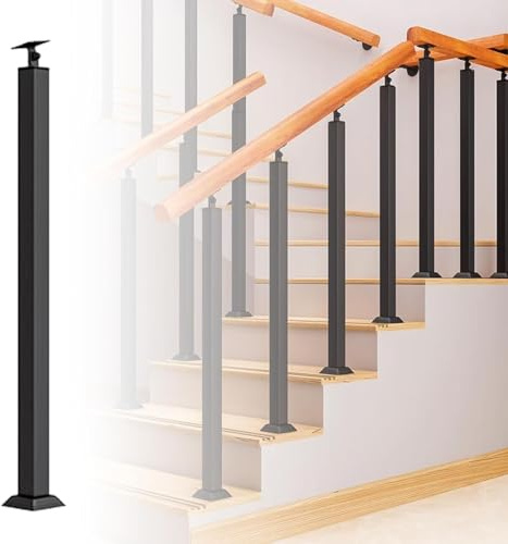 RKJDMSWJ Barandillas de Escalera Negras, Blancas y Doradas, con Ejes metálicos Cuadrados y Soporte Ajustable de 270° para terrazas, escalones, escaleras de jardín y Exteriores: una solución