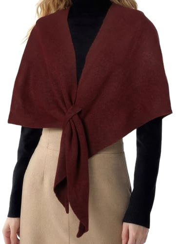 RIIQIICHY Women Pashmina Shawl Wrap Triangle Scarf Cardigan Poncho Cape | Ladies knitted scarves wraps, open front knotted, soft lightweight warm, fashion elegant, for wedding evening dress