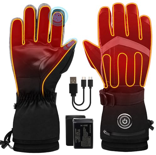 Raynaud Guanti riscaldati per uomo e donna, batteria ricaricabile da 6000 mAh, guanti scaldamani con touchscreen, guanti da sci riscaldati elettrici impermeabili per l'inverno, lavoro, caccia