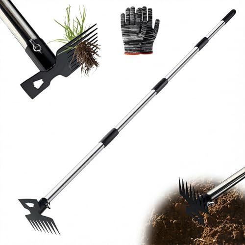 Seruno X Diserbante con manico lungo, 148 cm, 2 in 1, zappa da giardino, strumento manuale da giardino con manico lungo, per giardino, cortile, terrazza, prato