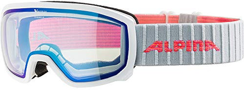 ALPINA SCARABEO JR. V - Selbsttönende, Beschlagfreie & Bruchsichere OTG Skibrille Mit 100% UV-Schutz Für Kinder, white, One Size