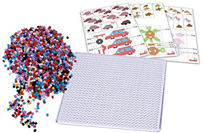 Simba Art and Fun 106376030 Iron-On Beads 3D Motifs to Clip Together, 2,400 Beads, 1 Pegboard, 5 Templates, for Children from 6 Years