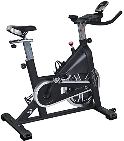 Toorx SRX 60 EVO inomhuscykel, remdrivning med fast kedjehjul, buffertbromssystem med filtar, 20 kg flygmassa, handpuls