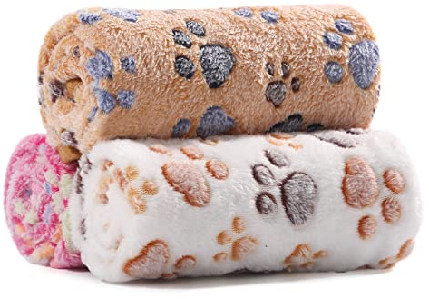 Demigreat Coperta per Cani e Gatti, Morbida e Lavabile, 3 Pezzi, Coperta in Pile per Cani e Gatti di Piccola e Media Taglia, per Primavera e Estate, Coperta per Animali Domestici per Conigli per Letto