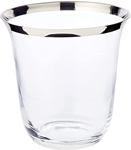 EDZARD Vas Toby (Ø 22 cm, höjd 23 cm) av munblåst kristallglas – blomvas, glasvas rund och med platina kant – modern tulpanvas av glas som bordsdekoration