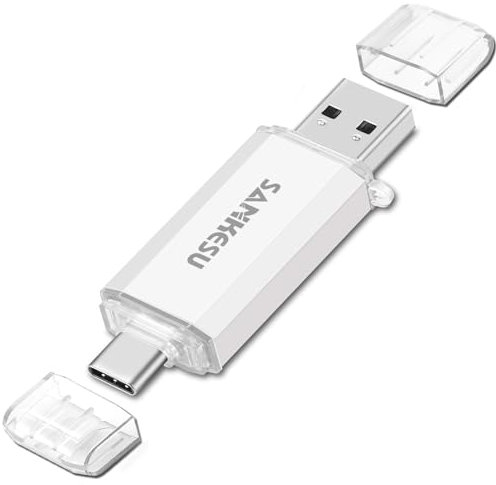 SANKESU 64GB USB Stick 3.0 USB C Flash-Laufwerke USB-A & Typ-C OTG Speicherstick, Dual Memory Sticks für PC/Tablet/Laptop/Typ C Handy(Silber)