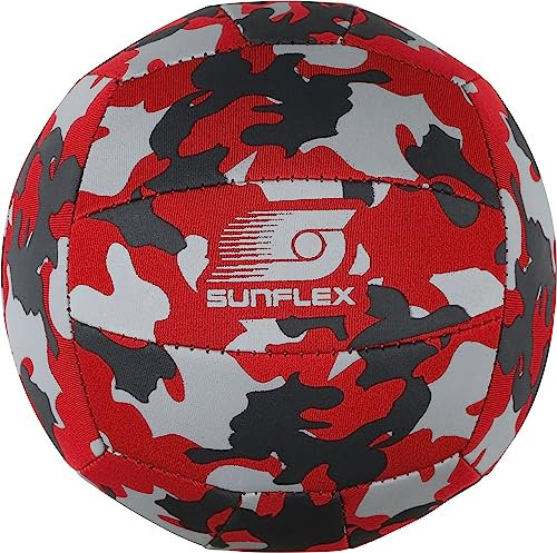 Sunflex Beach- och funball storlek 3 camo red | Vattentät neoprenboll med halkfritt grepp | Fritidsboll för strand, pool och trädgård | Lätt och robust | 128 g och Ø 15 cm | Barn och vuxna