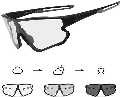 DUDUKING Sonnenbrille Selbsttönend Polarisierte Fahrradbrille Herren Damen,UV 400 Schutz Sportbrillen Radsport Brillen für Outdoorsport Radfahren Laufen Golf Baseballbrille