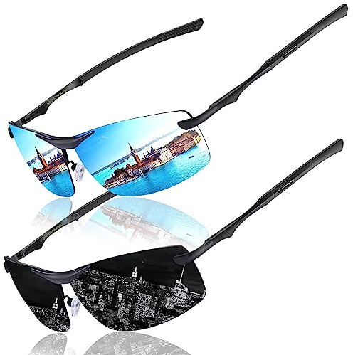 Perfectmiaoxuan Herren Sportbrille Sonnenbrille Polarisierte Fahrerbrille Ultraleichte Metallrahmen Freien Angeln Fahren Retro fahrradbrille Pilotenbrille uv schutz