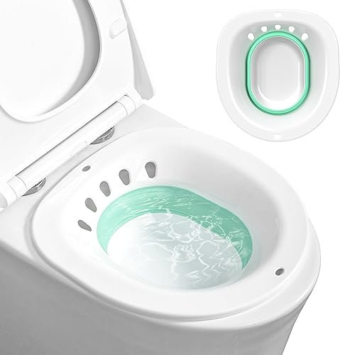 Faltbares Sitzbad für die Toilette, Bidet Einsatz für Toilette, Tragbares Sitzbadewanne für Hämorrhoidenbehandlung, Wochenbettpflege, Schwangere und ältere Menschen (ca. 2,5 Liter)