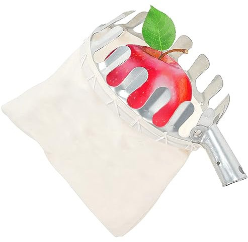 YCVSKY Recogedor de Frutas con Bolsa de Lino(Ø16 cm), Recolector de Frutas,Recoge Frutas para Cosechar Manzanas, Naranjas, Melocotones, Peras y Cerezas