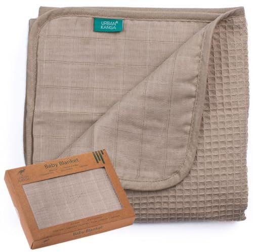 Urban Kanga Babydecke 2 Lagige Kuscheldecke Wickeltuch aus 100% Baumwolle 100 X 70 cm (Humus)
