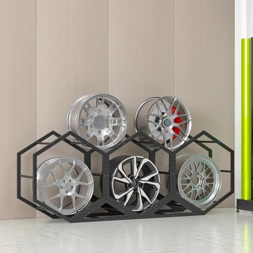 HDYZJQ Reifenständer felgenregal felgenhalter Freistehender Reifenständer aus Stahl, Autoreifen-Ausstellungsständer for Garagenlager, Autohäuser, Ersatzreifen-Lagerregal for 1 Reifen (Color : 3+2)