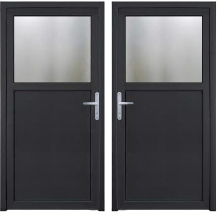 HORI® Kellertür Haustür aus Kunststoff Nebeneingangstür Komplettset Hauseingangstür weiß/anthrazit I Farbe: anthrazit (innen weiß) I DIN links I Modell: Türgriff I 198 x 88 cm