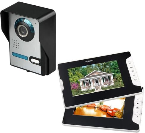 LCD 4 fili 7, citofono visivo, videocitofono, citofono senza fili da esterno, campanello con fotocamera, citofono visivo con 2 display a colori, con visione notturna, 1 fotocamera 2 monitor.