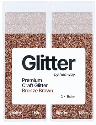 Hemway Craft Glitter Shaker Bronze Brown 130g x2 Pack Ultrafine | for Resin & Epoxy Crafts, Christmas Art Supplies, Nail, Body, Face, Eye, Festival, Crafting, Slime, Sparkle