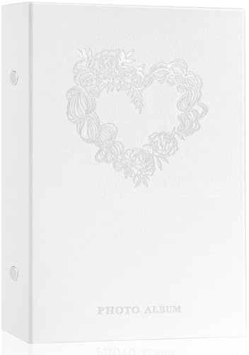 Miaikoe Photo Album 6x4 Slip in, Linen 300 Pockets Photo Albums Holds 300 Horizontal 10x15cm Photos for Family Wedding Anniversary (White)
