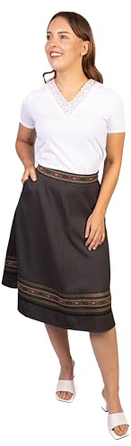 Traditionell – Anna-Marie traditionell kjol med fickor Dirndl Oktoberfest veckad kjol kjolar i 6 färger storlek 34–44, Antracit, 40