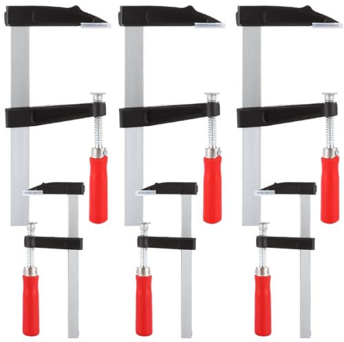ZOFUN 6 Pcs F Clamps 5 x 15/8 x 30 cm with Red Handles, Quick Slide Adjustable for Carpentry Woodworks, Home DIY, Art & Crafts