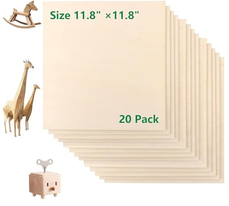 FWEEK 20 Stück Sperrholzplatte, 300x300 Quadratische Sperrholzplatte Sperrholz, Balsaholzplatten Sperrholzplatten für DIY Modell, Kunst und Handwerk, Laserprojekte, Hohlgravuren