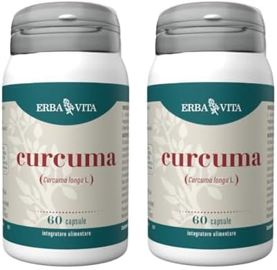 ERBA VITA Integratore Alimentare di Curcuma - 60 Capsule - Utile alla funzionalità articolare (Confezione da 2)