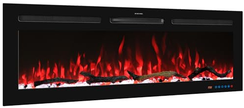 60 in Smart Electric Fireplaces Inserts, Remote & Touch Screen & APP Control, Recessed & Wall-Mounted Fireplace Heater with Thermostat,Multi-Color Flames