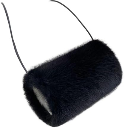 rongweiwang Eleganta handvärmare av fuskpäls kvinnor Vinter Fuzzy Muff-påse Handmuffar för fuskpäls Vintervärmare Fuzzy Pouch Furry, A
