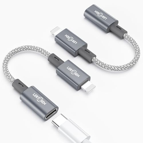 MFi Certified USB C to Lightning Adapter 2 Pack,27W PD Fast Charging & Data Sync Cable Adapter,Type C Female to Lightning Male Charger Converter for iPhone 14/13/12/11,iPad,AirPods - Not for Audio/OTG