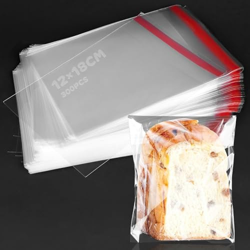 Bolsas Celofán Transparente 300Pcs Bolsas De Celofán 12x15+3cm Bolsas De Plastico Transparente Adhesivas Bolsa Autoadhesiva OPP Para Caramelo Bombones Fiestas Bodas Regalo