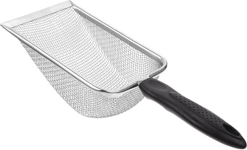 Nokwocy Pelle à litière pour chat, pelle à litière pour chat en métal, pelle à litière pour chat avec poignée en bois, taille des pores en métal, pelle pour litière pour chat (bois) (plastique)