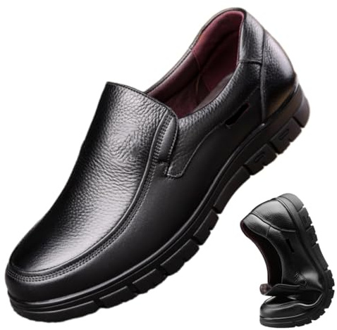 Mocassini da uomo in vera pelle con fondo morbido antiscivolo, supporto per l'arco plantare, scarpe da passeggio leggere e comode senza lacci, mocassini da uomo per affari e casual, scarpe ortopediche