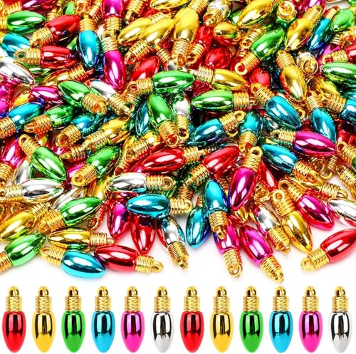 Jansun 200Pcs Christmas Balls Ornaments Mini Plastic Bulbs Beads Hanging Balls for Christmas Tree Pendant Ornaments Jewelry Making Holiday Party Decoration