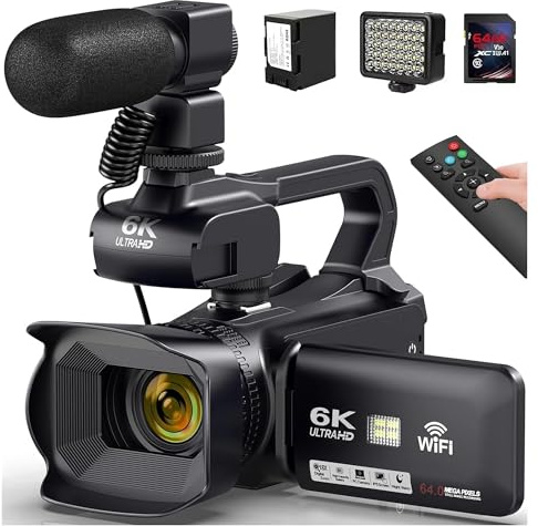 AYJYZHIAG 6K Ultra HD Professional Video Cameras For Photography 18X Digital Zoom Live Streaming Camcorders 64MP Vlogging Recorder(Three color light)