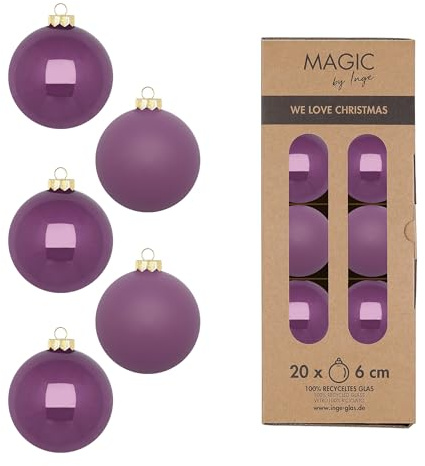 Weihnachtskugeln Glas 6cm 20 Stück - matt & glänzend - Christbaumkugeln Weihnachtsbaumkugeln für Weihnachten - Christbaumschmuck & Weihnachtsbaumschmuck Wild Mauve