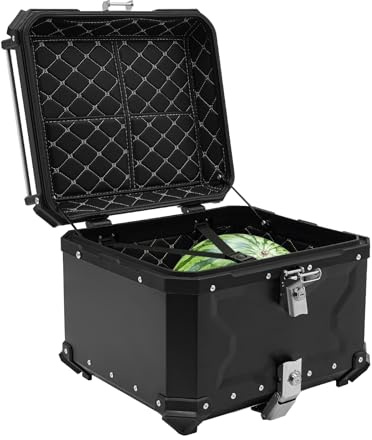 XUEMANSHOP Bauletto posteriore per moto, 45L/55L/65L, in lega di alluminio, con adesivi riflettenti e chiavi, impermeabile, antifurto, per moto universale (55L)